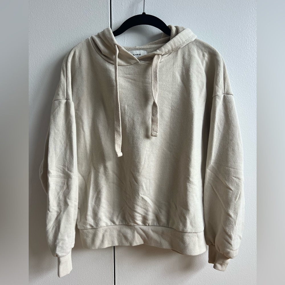 Pull&Bear Cream Hoodie Sweatshirt